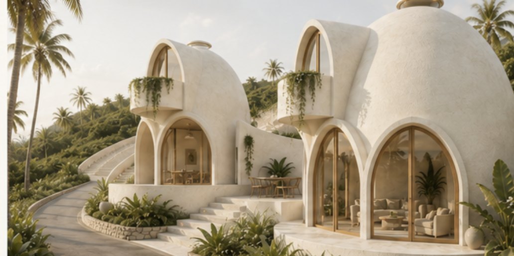 Two-storey dome sanctuary villa designed for remote professionals